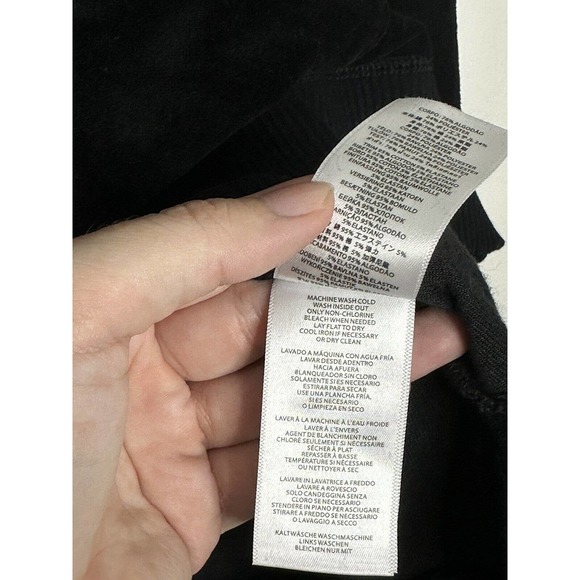 Michael Kors Womens Black Logo Drawstring Long Pullover Velvet Hoodie Sz L - Picture 6 of 7